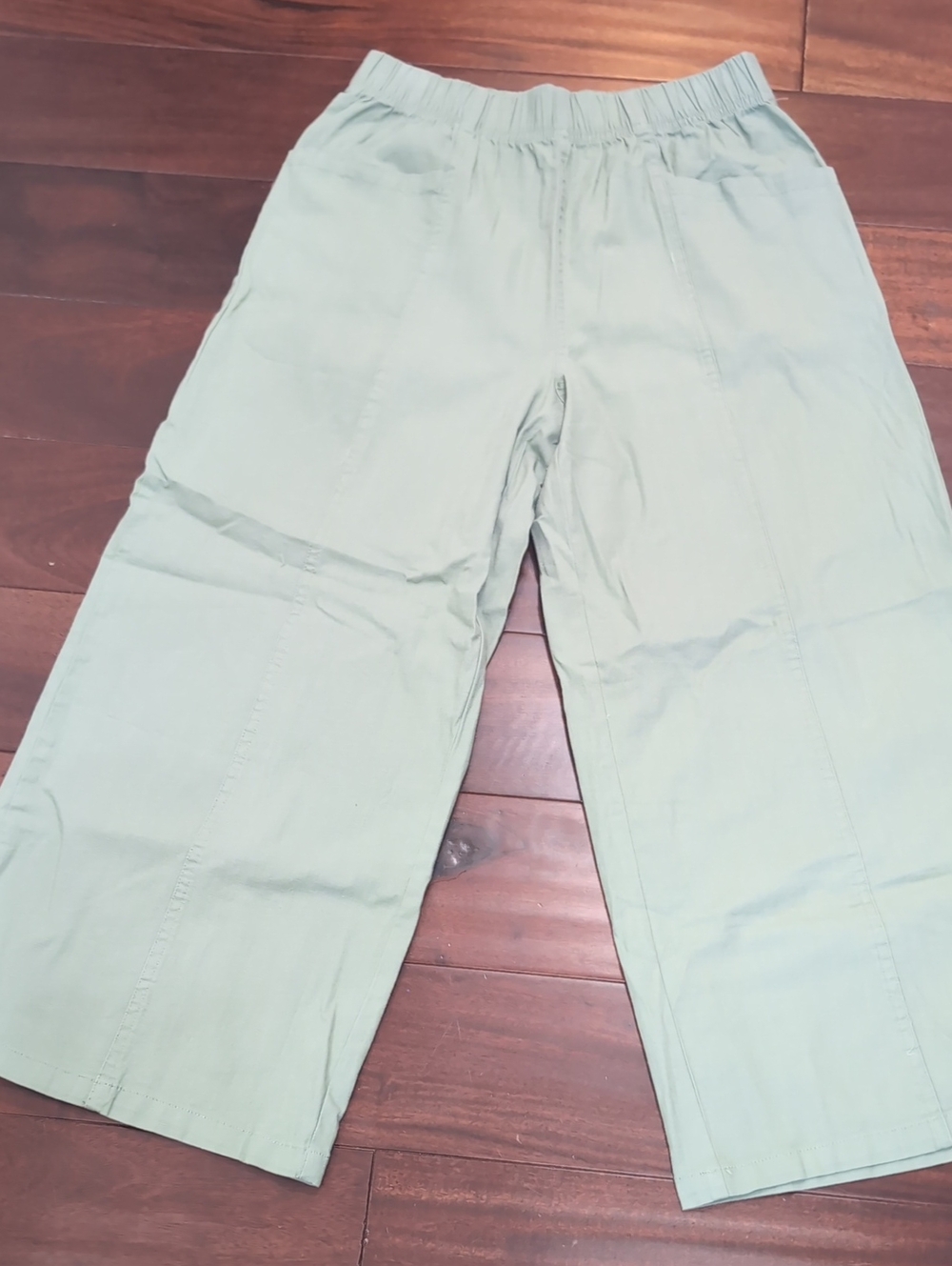 Francesca's Collections Light Green Cropped Wide-Leg Pants